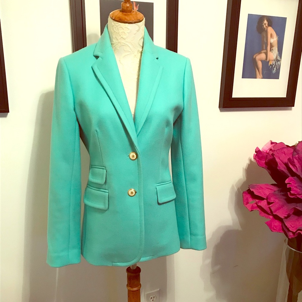 J.Crew Turquoise Jacket in Double Serg Wool 4